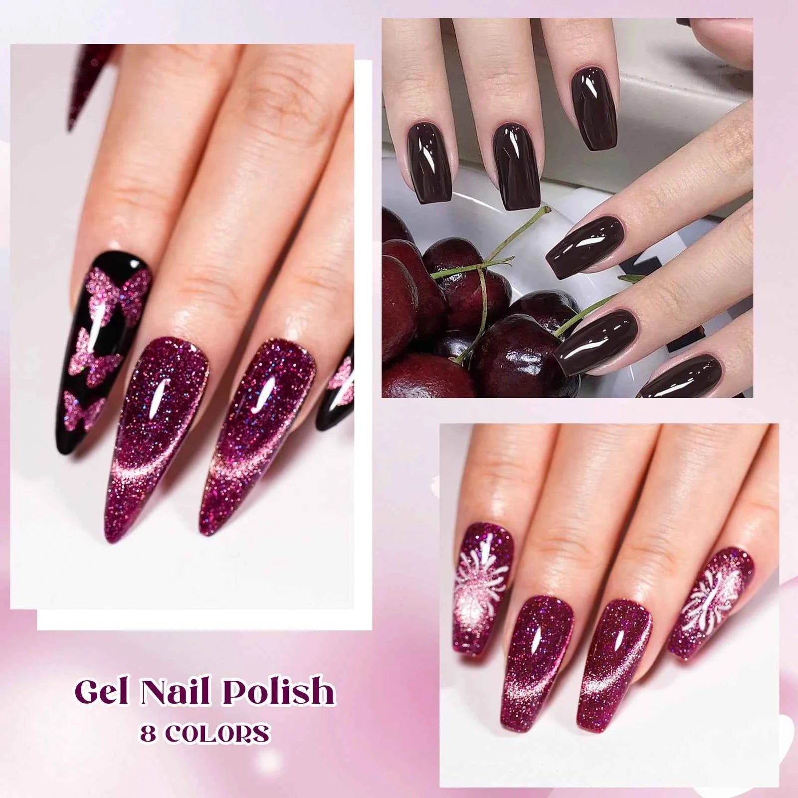 Professional 9 Piece Autumn Magnetic Purple Gel Collection – HEMA & TPO Free Reflective Nail Art System