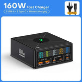 160W GaN USB Charging Station | Wireless + 100W 65W PD PPS Fast Charger for MacBook iPhone Samsung