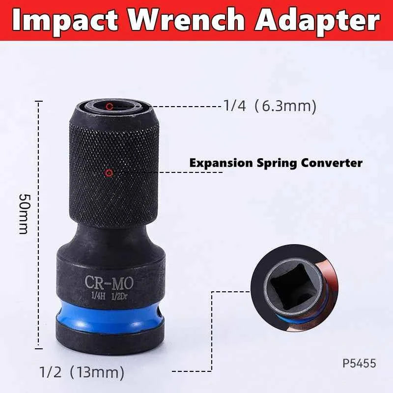 Hex Socket Wrench Adapter for Screwdriver Bit Square Drive to 1/4-Inch Quick Release