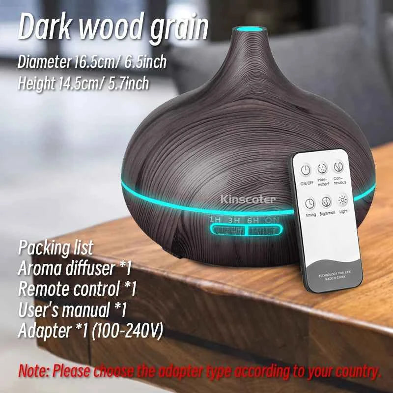 500ml Wood Grain Ultrasonic Aroma Diffuser & Humidifier
