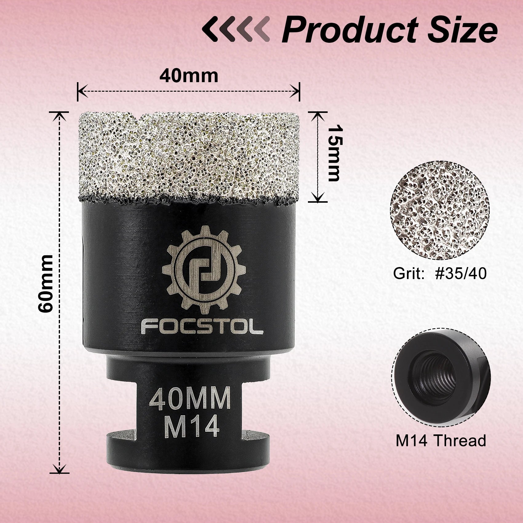 M14 Thread Diamond Core Drill Bit 6–125mm | Tile Hole Saw for Ceramic Marble Granite CE Certified