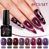 Professional 9 Piece Autumn Magnetic Purple Gel Collection – HEMA & TPO Free Reflective Nail Art System