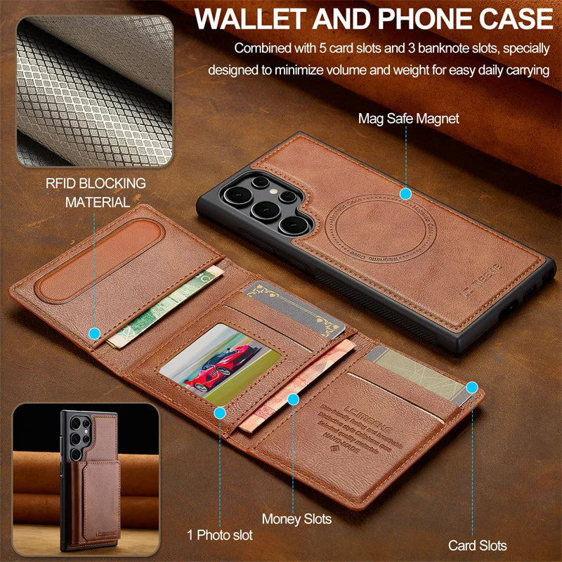 2 in 1 Luxury Magnetic Wallet Case – Samsung Galaxy S23 Series - Phone Cases & Covers