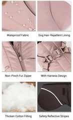 Dog Puffer Jacket with Built-In Harness – Waterproof Winter Snow Coat for Small Dogs