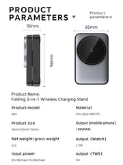 Magnetic 3 in 1 Foldable Magsafe Charger for Apple by Snagg A Charging Station