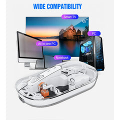 Foldable Wireless Keyboard & Mouse | PU Leather Cover & Transparent Dual-Mode Design