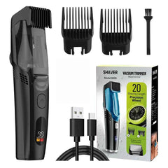 Professional Vacuum Beard Trimmer – 20 Length Precision Grooming System with Integrated Hair Collection