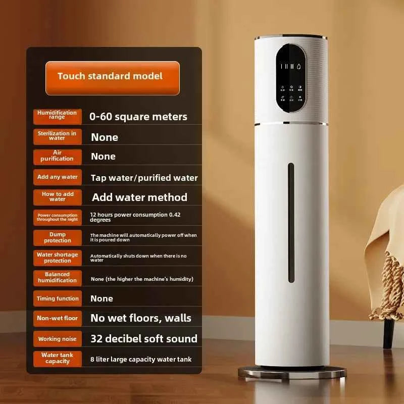 8L Ultrasonic Air Humidifier - Large Capacity Floor Standing Cool Mist Diffuser with Remote Control