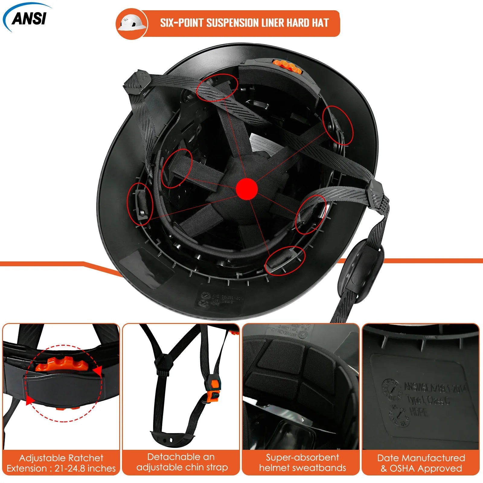 Full Brim Safety Helmet with LED Headlamp & Taillight by Snagg A Safety Helmet