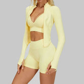 Women's 2/3-Piece Seamless Yoga Set | Gym Workout Suit Fitness Bra Crop Top Long Sleeve Leggings