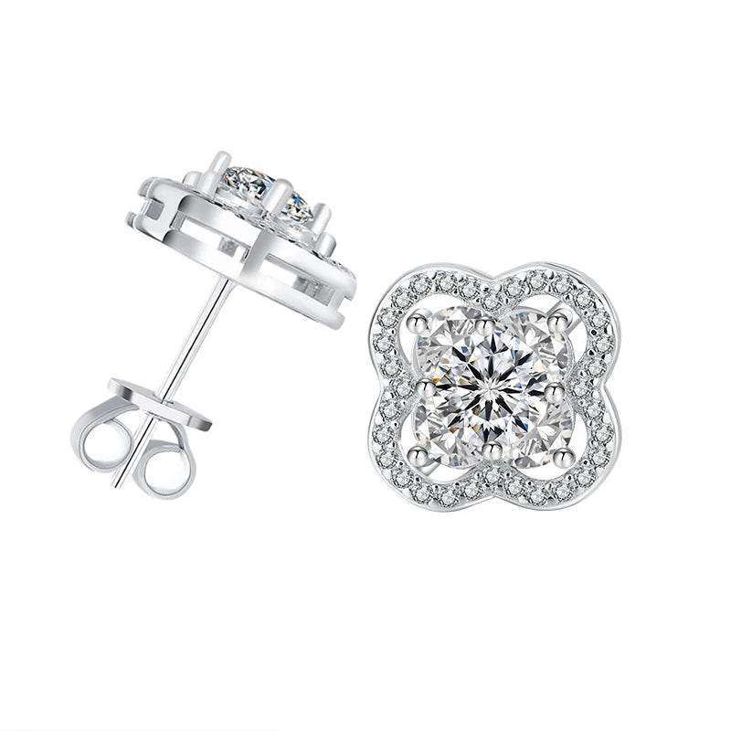 0.5CT Teal Moissanite Four-Leaf Stud Earrings - SnaggIt