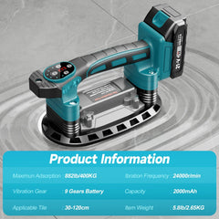 9 Speed Tile Laying Machine - 400KG Heavy Duty Vibration Leveling Tool Compatible With Makita 18V Battery