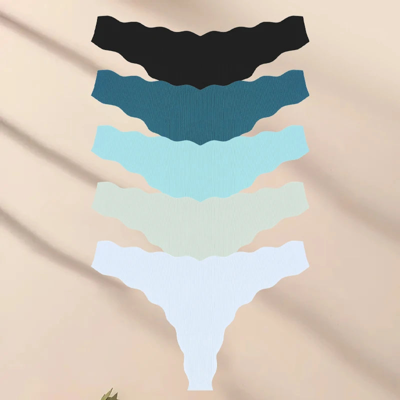 Seamless Sport Thong Panties 5-Pack | Low Rise V-String Invisible Comfortable Women's Underwear