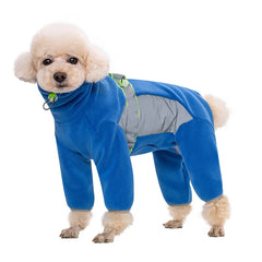 Fleece Dog Pyjamas with Legs – Reflective Closed-Belly Winter Suit for Small Dogs (Cuttable Panel)