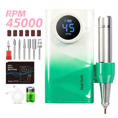 Professional 45,000 RPM Ultra Quiet Cordless Nail Drill – High-Torque 4500mAh Rechargeable Manicure Station
