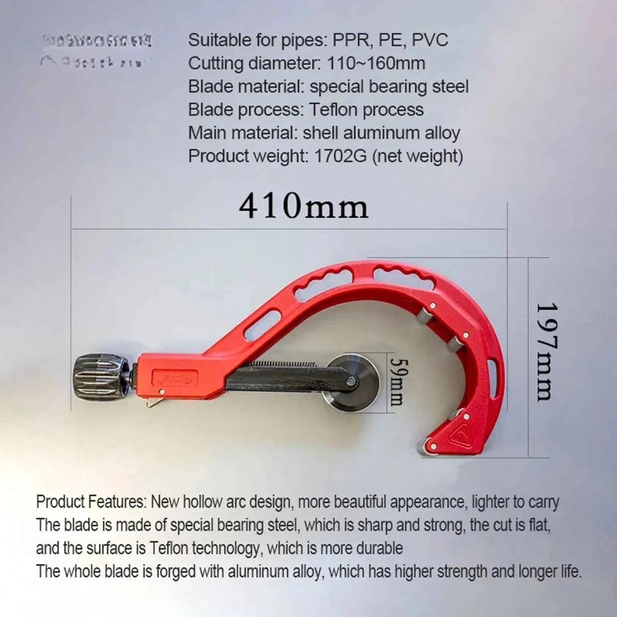 Roller-type large-diameter pipe cutter for PVC pipe – image 4