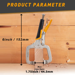 6 Inch Pocket Hole Jig Clamp – Heavy Duty Face Clamp with Swivel Pads