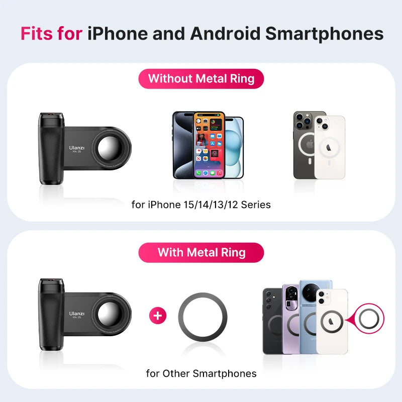 MagSafe Bluetooth Shutter Smartphone Camera Handle Grip Selfie Stablizer by Snagg A Phone Holder