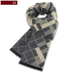 Men’s Luxury Wool Scarf — Cashmere Silk Blend Winter Plaid Shawl