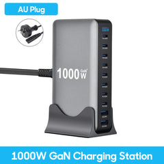 1000W GaN 10-Port USB-C Desktop Charging Station | PD3.1 Fast Charger for iPhone Samsung Laptop