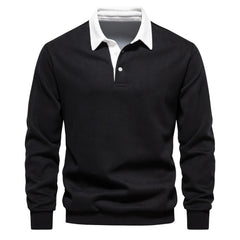 Men’s Premium Polo Collar Sweatshirt | Heavyweight Cotton-Blend Smart Casual Top