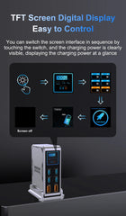 300W GaN 6-Port Digital Desktop Charging Station | PD 100W USB-C Fast Charger iPhone MacBook Laptop