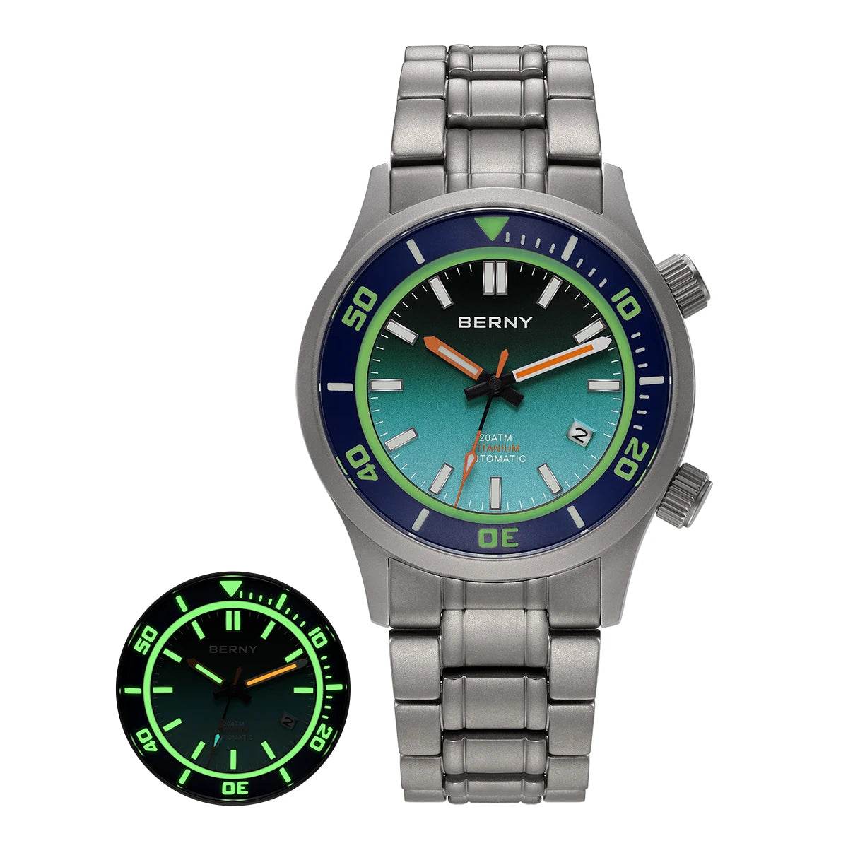 BERNY Titanium Diver’s Watch – Miyota 8215 | 200M (Silicone Strap) - SnaggIt