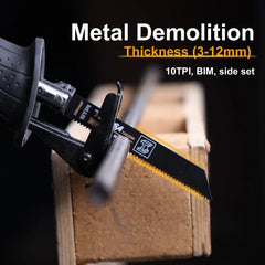 10PCS Reciprocating Saw Blades – Wood, PVC, Metal Cutting, Sawzall Blades for Demolition