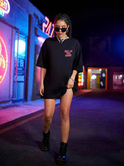 Women's "Not In The Mood" Pink Letter Print T-Shirt | Cotton Oversized O-Neck Breathable Summer Casual