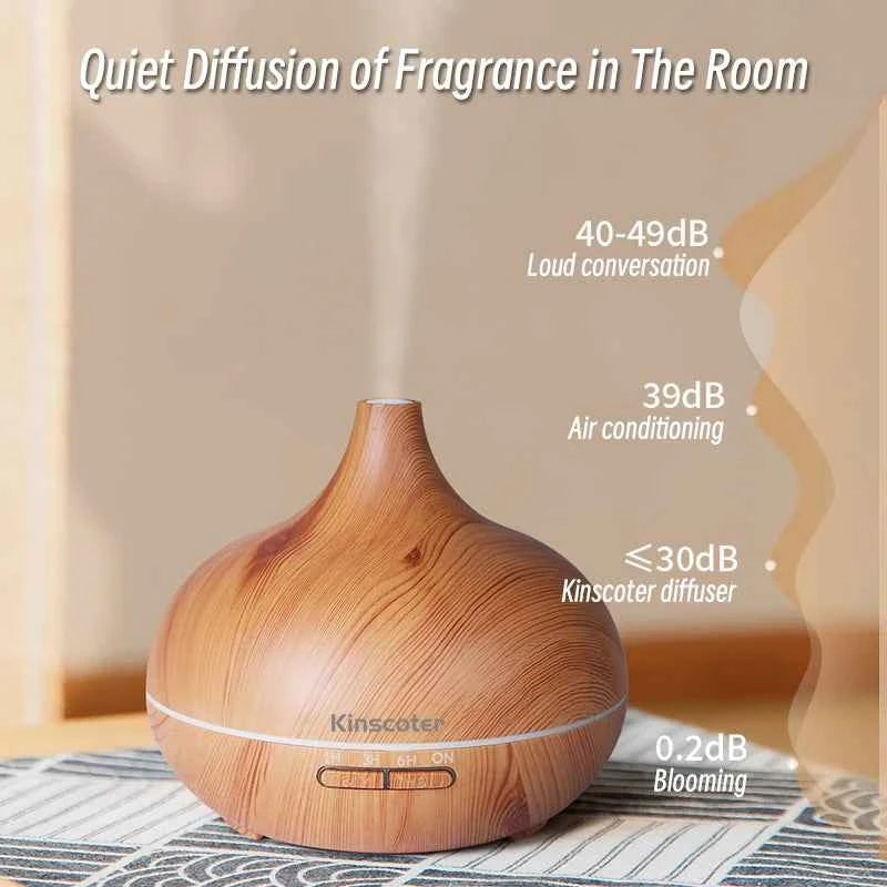 500ml Wood Grain Ultrasonic Aroma Diffuser & Humidifier
