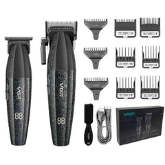 Professional Barber Combo V-640 – 9000 RPM Master Clipper & DLC Precision Trimmer Set with Advanced Turbo Technology