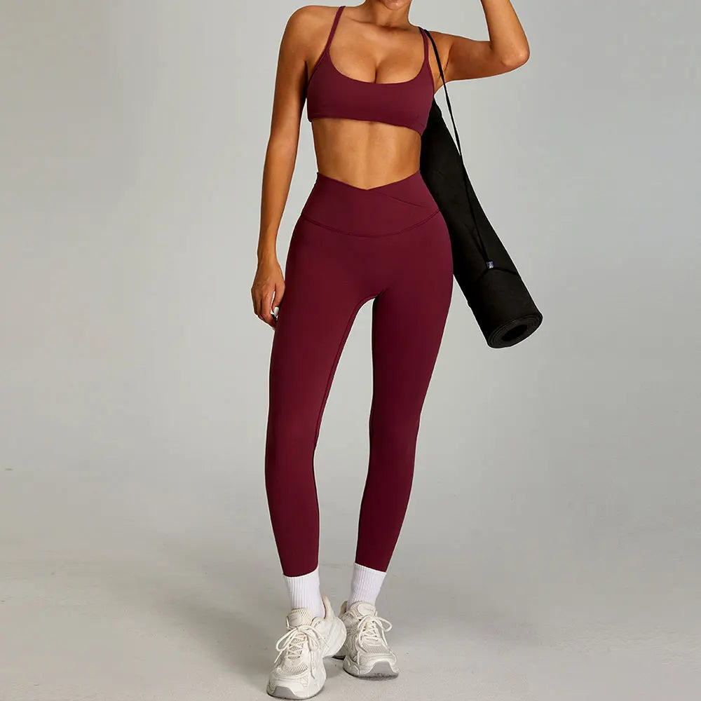 Women's 2-Piece Short Sleeve Yoga Suit | Quick-Dry Gym Tracksuit Running Workout Sports Set