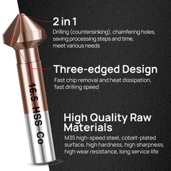 6pcs M35 HSS Countersink Chamfer Bits Set | 90° Deburring for Stainless Steel Iron Metal CE Certified