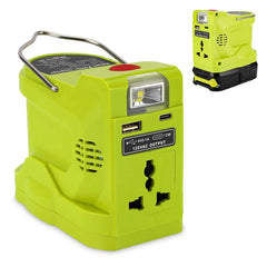 200W Portable Power Inverter & 280LM LED Floodlight | High Utility Mobile Power Compatible With Ryobi 18V Batteries