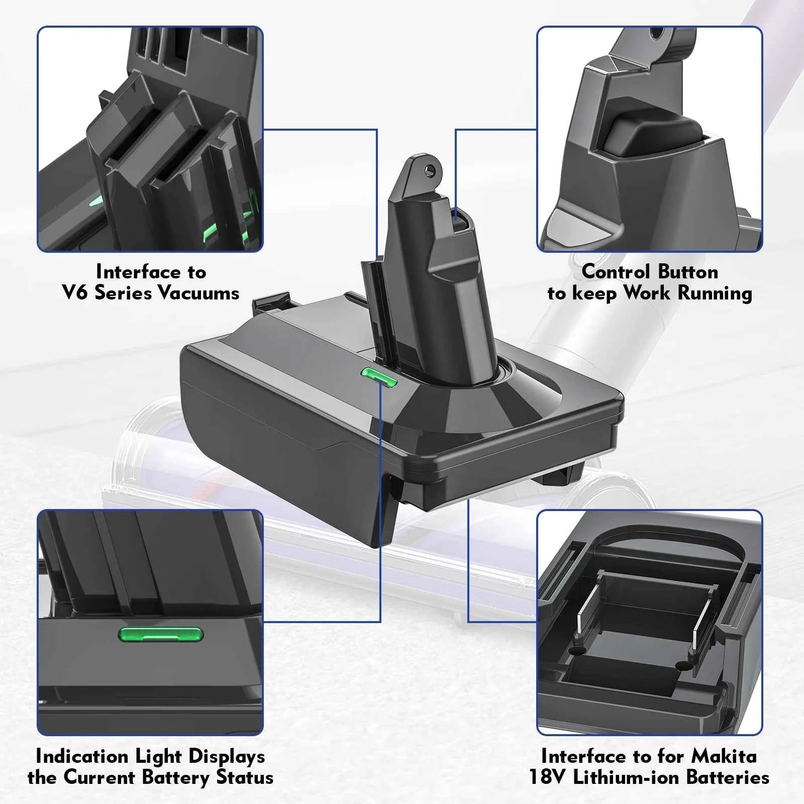 Dyson V6 V7 V8 battery adapter for 18V tool batteries – image 2