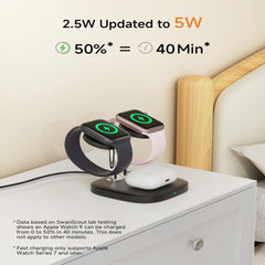 Dual Apple Watch & AirPods Wireless Charging Dock | Apple Watch Ultra 3 SE 2 11 10 9 8 7 6 AirPods 4