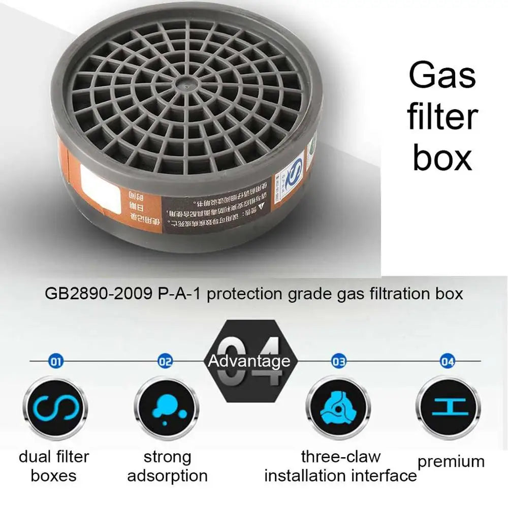 Gas Mask Respirator Set with Dual Charcoal Filters & Anti-Fog Glasses by Snagg A Face Mask