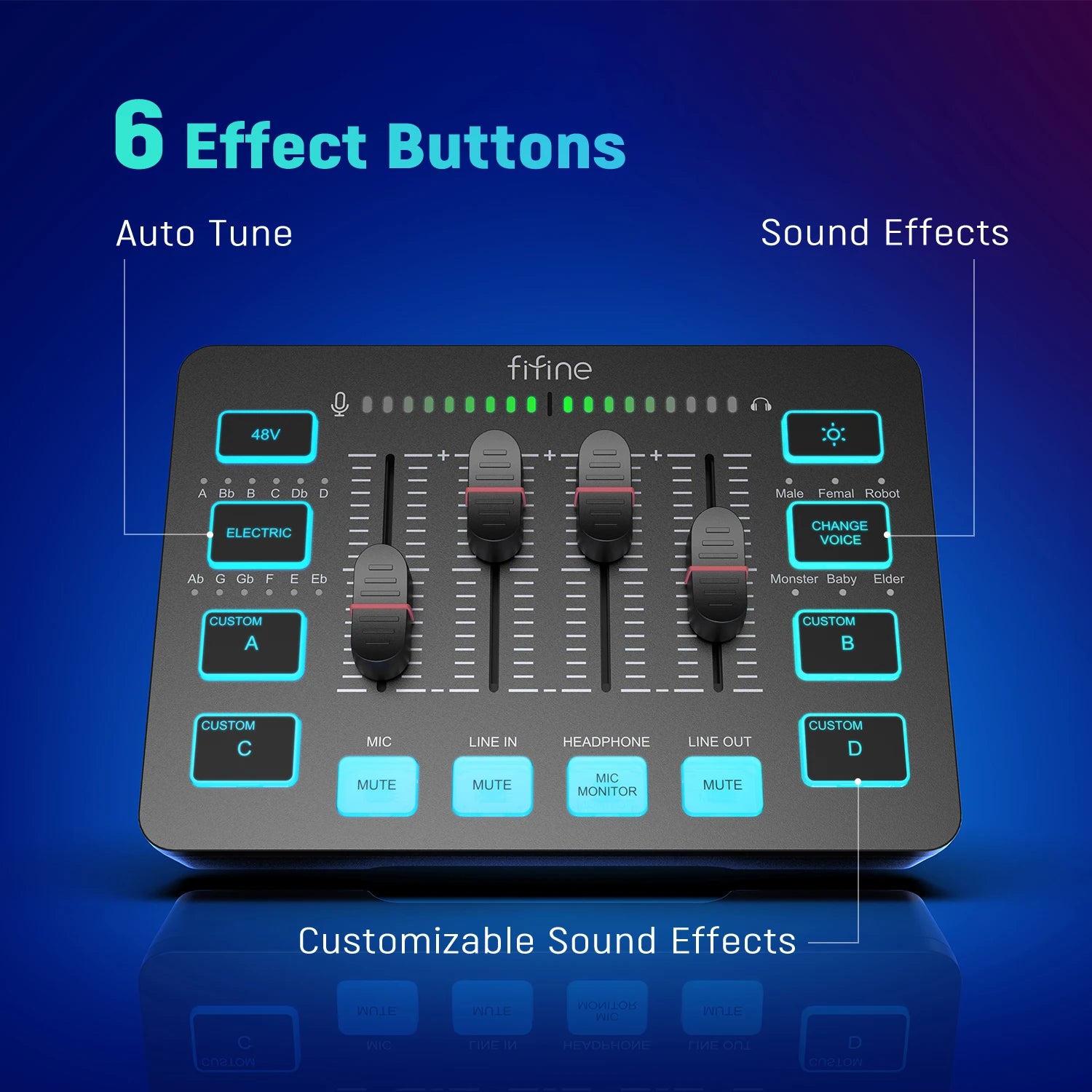 4 Channel RGB Audio Mixer – USB Streaming Mixer with XLR Mic Interface for Podcasts by Snagg An Audio Mixer