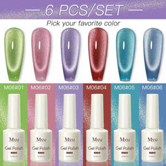 Professional 15ml Magnetic Crystal Cat Eye Gel Collection – 6 Piece High Pigment Red & Pink Reflective System