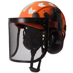 Forestry safety helmet with full face mesh shield and earmuffs – image 7