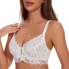 Plus Size Lace Mesh Bra | Underwire Push Up Full Coverage Unpadded