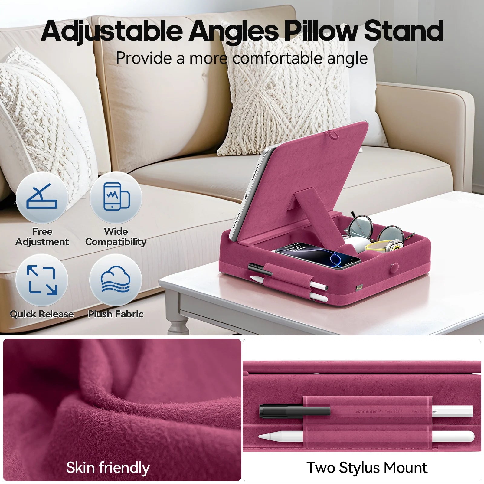 Tablet Pillow Stand with Storage by Snagg A Tablet Holder