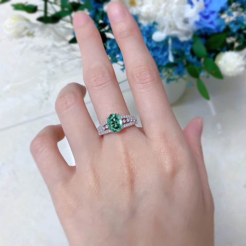 2ct Oval Green Moissanite Ring - SnaggIt