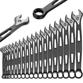 Set of black wrenches with varying sizes on a white background, featuring Wozobuy logo.