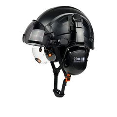 Construction safety helmet with twin visors and earmuffs – image 16