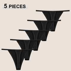 Cotton T-Back Thongs 5-Pack | Seamless Solid Colour Breathable Soft Women's Underwear