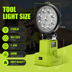 27W High Intensity LED Work Light | Professional Spotlight Compatible With Ryobi 18V Batteries