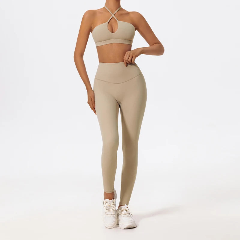 Women's 2-Piece Ultra-Soft Long Sleeve Gym Set | Sports Bra Yoga Running Workout Suit Activewear