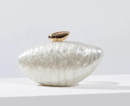 Pearl Brown Marble Acrylic Box Clutch by Snagg It Purses