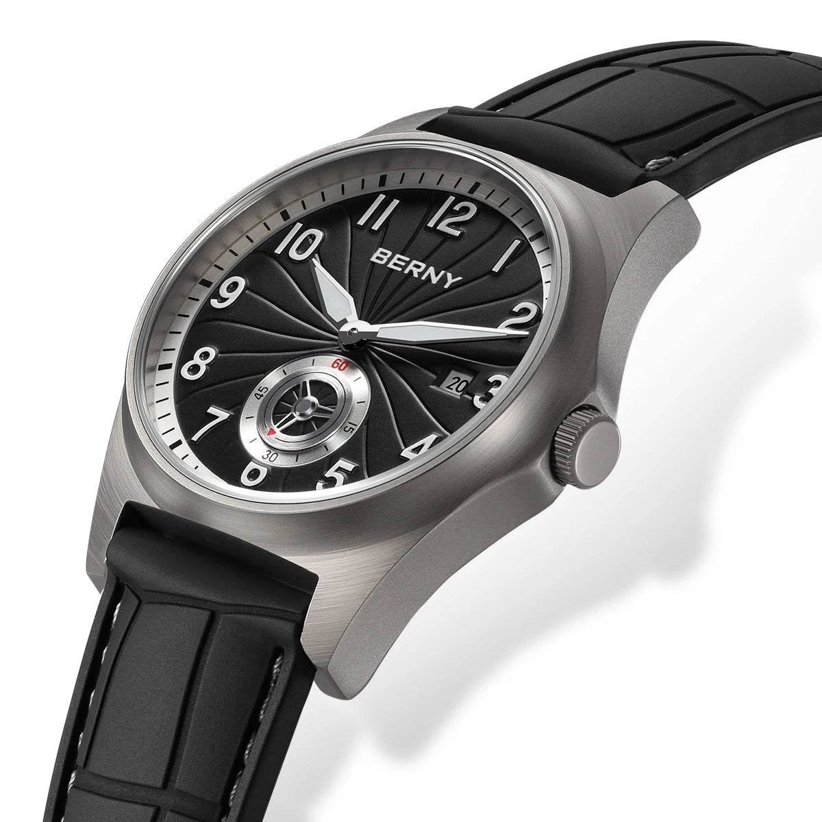 BERNY Titanium Automatic Watch – Fluororubber Strap | Seagull ST1731 | 10ATM Waterproof - SnaggIt
